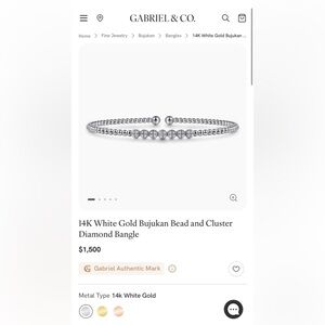 Gabriel & Co 14K White Gold Bujukan Bead and Cluster Diamond Bangle